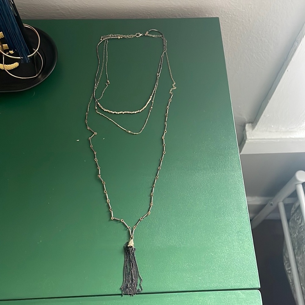 Gold and black layered necklace